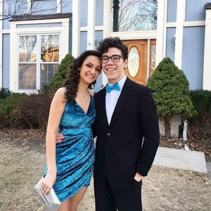 Velvet blue homecoming dress